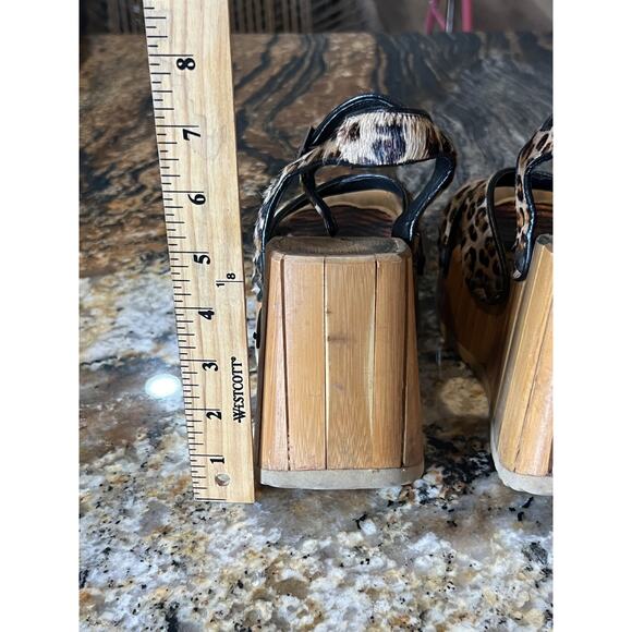 El Dantes wood platform sandals leopard Vintage 90s bratz 70s EU 37 UK 4 US 6 - Picture 4 of 9